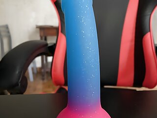 Red Jumpsuit Fishnet Plug Pink And Blue Dildo That I Suck And Sodomize free video