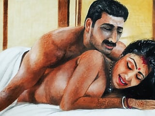 Erotic Art Or Drawing Of A Sexy Bengali Indian Woman Having 'First Night' Sex With Husband free video