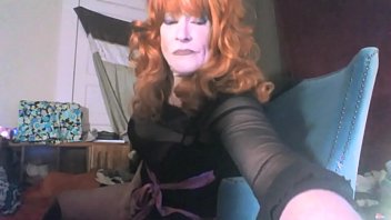 Sexy Red Headed Tranny Ms.head Swallows Her 8' Vibrating Dildo free video