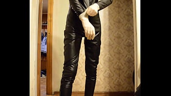 I Change Into A Shiny Black Suit And Jerk Off In It free video