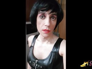 Super Horny Transvestite Helena Black Puts A Dildo In Her Ass And Licks Her Own Cum Off Of It