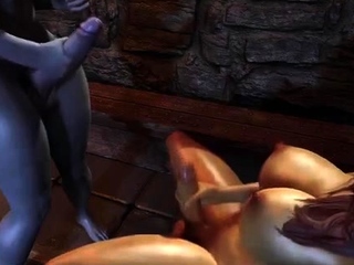 Two Futanari Elfs Masturbate Their Big Cocks free video