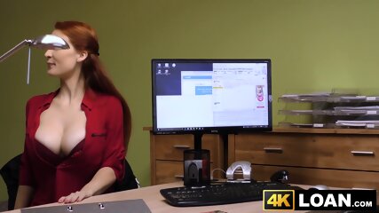 Redhaired Babe Shows Off Big Tits Before Office Hammering free video
